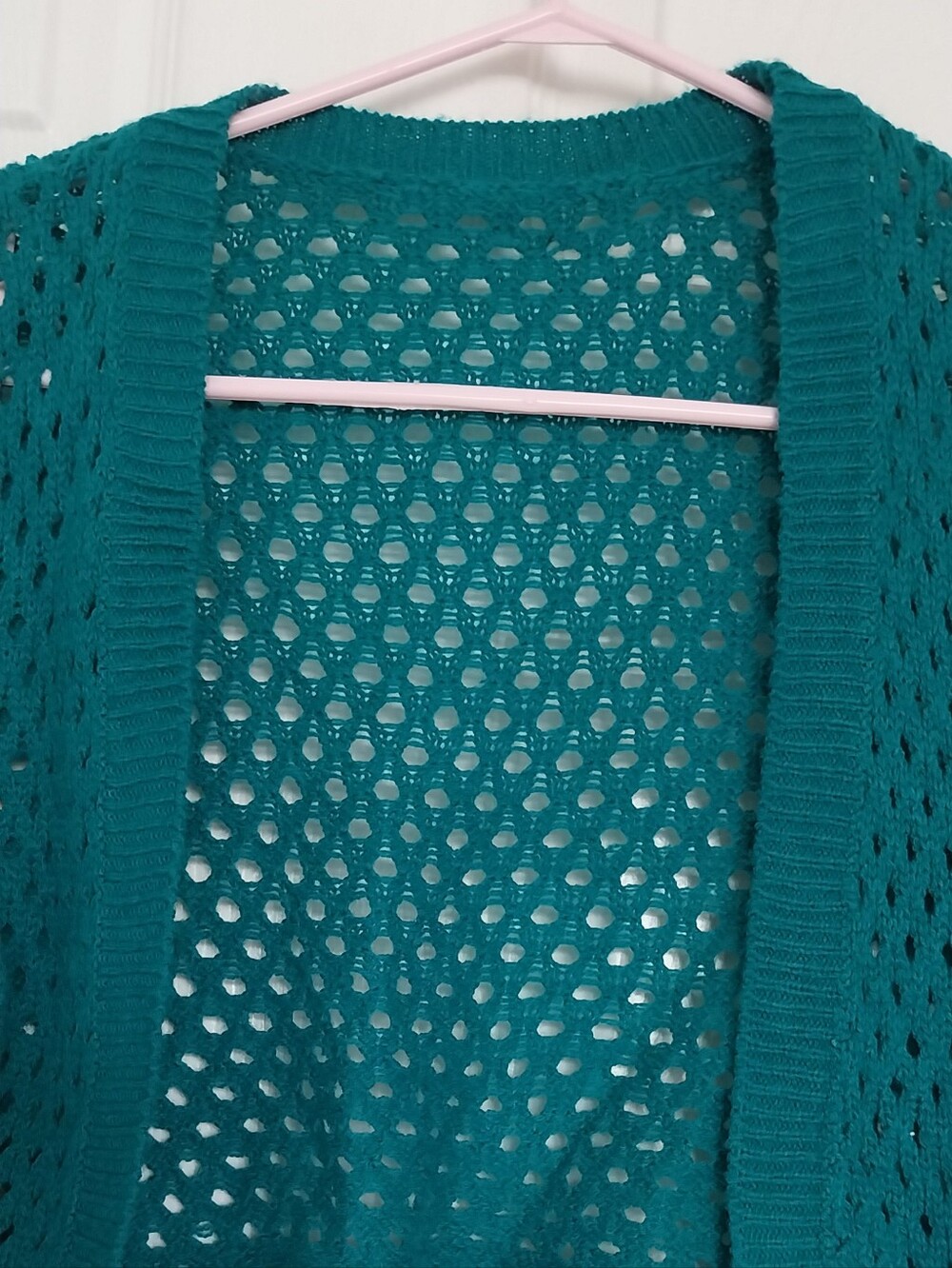 Teal Open-Knit Women’s Cropped Cardigan Sweater